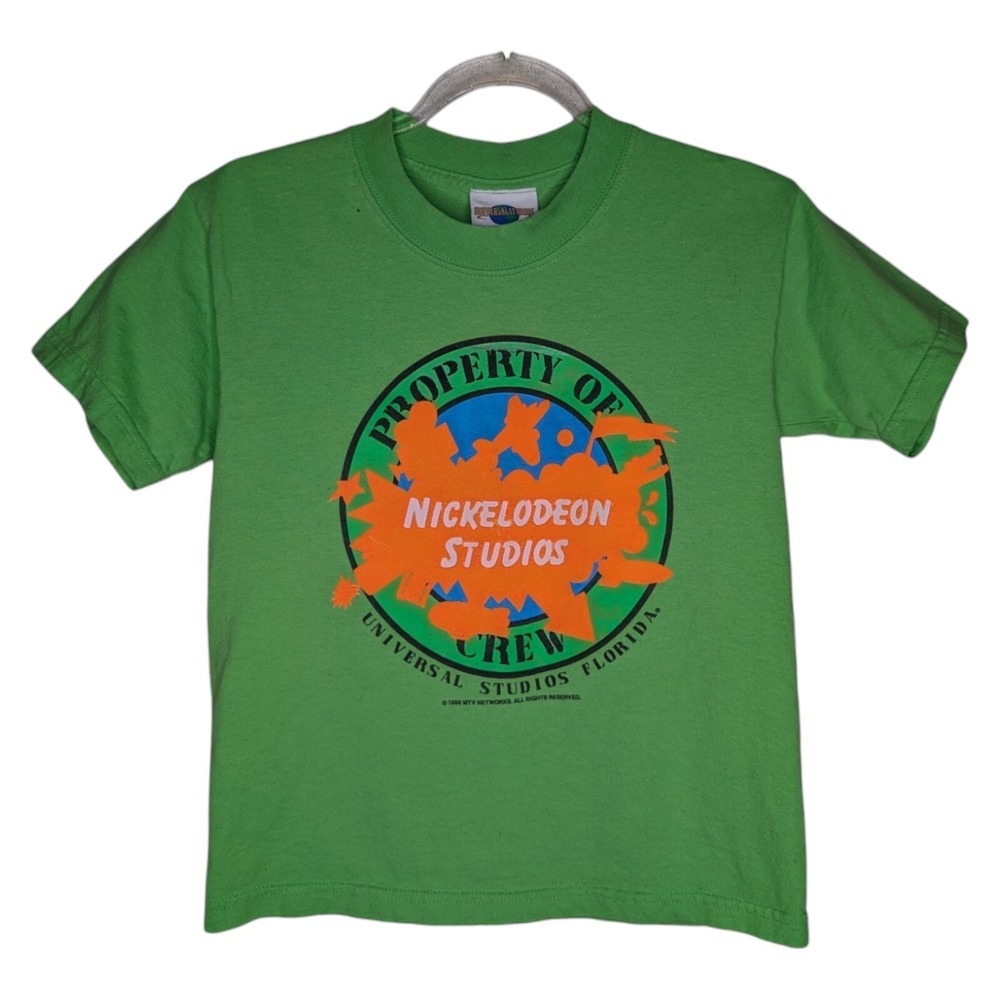 Vintage Nickelodeon Studios Crew‎ Member T Shirt Small 6-8 Slime Green 1990 Y2K